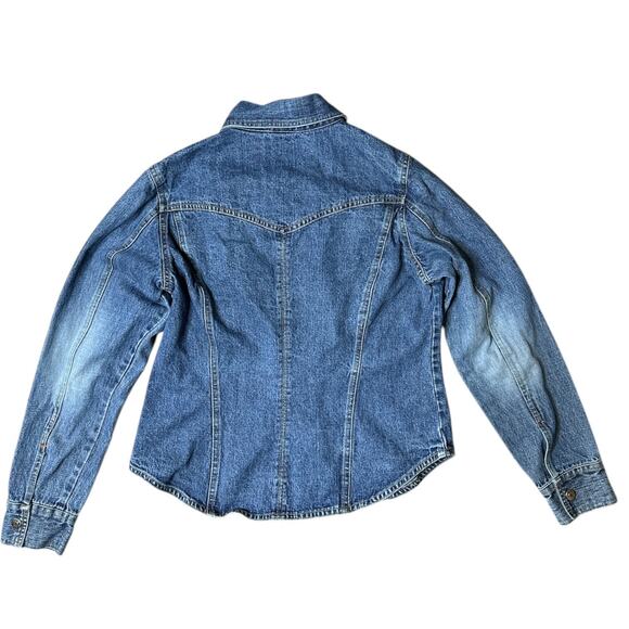 VTG 90s Y2K Arizona Jean Co Large Blue Button Up Denim Trucker Jacket Shirt Girl - Picture 4 of 4